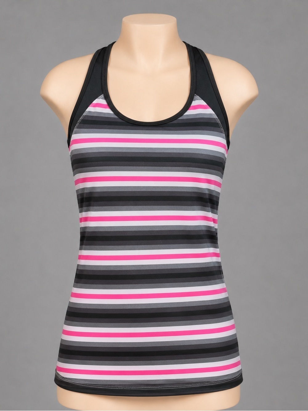 Champion Black gray pink striped duo dry M racer back tank top
